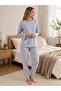 Women's Long Sleeve Crew Neck Polar Bear-Penguin Printed Cotton Pajama Set - 2