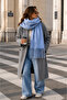 Unisex Premium Soft Boucle Scarf – Soft Textured Fringed Winter Scarf - Blue - 2