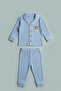Teddy Bear Appliqued Baby Boy Pajama Set