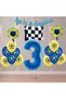 Bal10 Yellow-Navy Blue Football Fan Themed Birthday Party Set Age-3