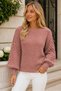 Women's Round Neck Long Sleeve Balloon Sleeve Hair Braided Loose Elegant Stylish Cinnamon Knitwear Sweater - 6