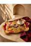 2-Piece Italian Rosewood Patterned Coffee Presentation Tray 20X30 cm Decorative Tray with Gold Handles - 2