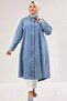 68023 Plus Size Mevlana Cut Lyocell Denim Shirt - Snow Wash Ice Blue - 4
