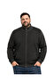 Men's Large Size Anthracite Arven Stand Collar Pocket Knitwear Cardigan 5Xl-6Xl-7Xl-8Xl
