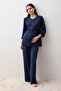 Long Sleeve Lycra Viscose Maternity Dressing Gown Pajama Set - 3