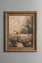 Two Sparrows among the Flowers - Vintage Patterned Painting - Thick Model