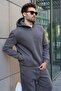Smoked Hooded Zipper Detailed Men's Tracksuit Set E7367 - 2