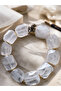 Natural Crystal Quartz Stone Women's Bracelet 15×10 mm – Chunky Cylinder Cube Cut Show-Stopping Design