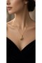 Gold Color Zircon Stone Swan Figured Steel Necklace - Does Not Tarnish - 45cm - 2