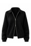Rosalie Oversize Polo Collar Double Zipper Knitwear Cardigan Women Black