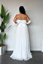 Top Beaded Embroidery Lower Chiffon Design Evening Dress - White - 5