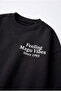 Children's Cotton Minimal Text Printed Black School Sweatshirt - 2