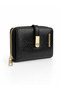 Women's Gold Detailed, Stylish and Convenient Multi-Compartment Wallet Black Matte