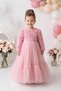 Girl's Evening Dress 3D Floral Long Sleeve Tulle Birthday Wedding Party Dress 2-6 Years - 2