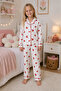 Girl's strawberry print long sleeve pajama set - 3