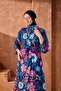 Kaftan Pareo over the Hijab Swimsuit with Navy Blue Floral Pattern - 3