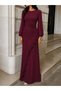 New Season Stylish and Casual Women's Deep Neckline Long Sleeve Diver Maxi Dress - 3