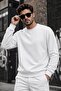 John Men's Two-Drawstring Plain Color Casual Crew Neck Sweatshirt