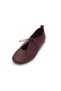 Burgundy Color Round Toe Lace-Up Women's Ballerinas - 4