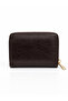 Women's Gold Detailed, Stylish and Convenient Multi-Compartment Wallet in Brown - 3