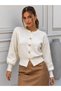 Crew Neck Gold Button Low Shoulder Long Sleeve Soft Textured Knitwear Cardigan Aw26Hi0026