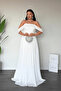 Top Beaded Embroidery Lower Chiffon Design Evening Dress - White - 2