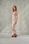 Women's Floral Patterned V-Neck Satin Long Dress Bloom Series & Thin Strap Window Detail Nightgown Dress Holiday Event Prom Special Occasion Dress - 2