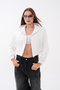 Short Kangaroo Pocket Zippered Three-Yarn Sweatshirt