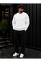 Men's Wolf Wolf Silhouette Printed Crew Neck Regular Fit Men's Tracksuit Set / Black Straight-Leg Bottom