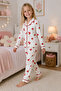 Girl's strawberry print long sleeve pajama set - 5