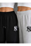 2 Pieces Ny Printed Tracksuit Bottom Set (Black and Grey) Loose Fit Oversize Style Comfortable Cut - 4