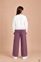 Dusty Rose Girls' Bow Patterned Sweatshirt Wide Leg Tracksuit Set 24827 - 4