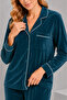 Women's Velvet Buttoned Long Sleeve Pants Pajama Set - 4