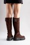 Hanivell Women's Genuine Leather Thick Soled Boots Brown Suede - 7