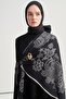 Lace Pattern Norena Wool Shoulder Shawl Black