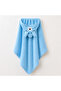 Blue Baby Bath Towel with Hood, Blue Teddy, 80x80 cm