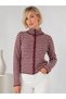 High Neck Buttoned Striped Slim Fit Long Sleeve Soft Textured Knitwear Cardigan Aw26Hi0027