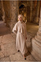 Asymmetrical Layered Detailed Belted Long Sleeve Stylish Hijab Dress 140 cm Length Stone 26Ka906
