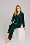 Women's Velvet Buttoned Long Sleeve Pants Pajama Set