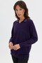 Women's Polo Collar Embroidered Liguara Blouse Dark Purple - 2