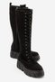 Harpenil Women's Genuine Leather Lace-Up Thick Sole Boots Black Suede