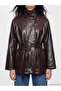 Ozmarka New Season Brown Stand Collar Women's Leather Look Jacket - 3