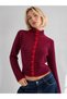 High Neck Buttoned Striped Slim Fit Long Sleeve Soft Textured Knitwear Cardigan Aw26Hi0027 - 2