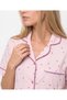 Women's Cotton Heart Patterned Short Sleeved Pajama Set Pink - 4