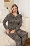 Mooda Buttoned V-Neck Cotton Lycra Combed Cotton 95% Cotton 5% Lycra Women's Plus Size Pajama Set