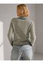 High Neck Buttoned Striped Slim Fit Long Sleeve Soft Textured Knitwear Cardigan Aw26Hi0027 - 3