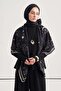 Luna Pattern Norena Wool Shoulder Shawl Black - 3