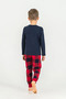 Boy's Pajama Set, Long Sleeve, 100% Cotton Combed Single Jersey, Round Neck, Plaid Pattern, Nature Calls Print - 4