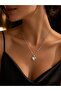 Women's Stainless Steel Silver Color Pearlescent Heart Pendant Necklace - 2