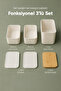 3-Piece Rectangular Corded Patterned Band Storage Container 2X(500 ml) 1X(1 Liter) Portable Nutrition Set with Bamboo Lid - 2